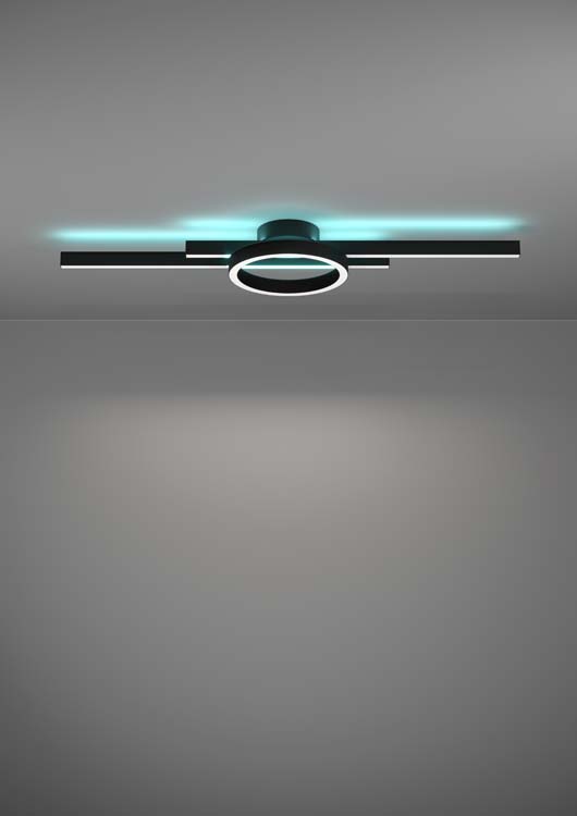 Plafonnier - noir - 77,5x20x7,5cm - dimmable - LED - 1x23,5W - 2700-6500K + RGB