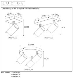 Lucide GRONY - Spot plafond - LED Dim. - GU10 - 2x5W 3000K - Noir