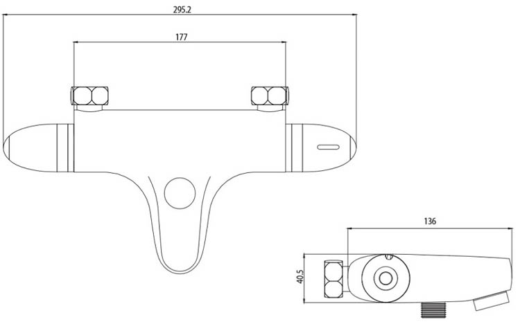 Robinet de bain thermostatique Stevie chrome Robinet de bain thermostatique Stevie chrome