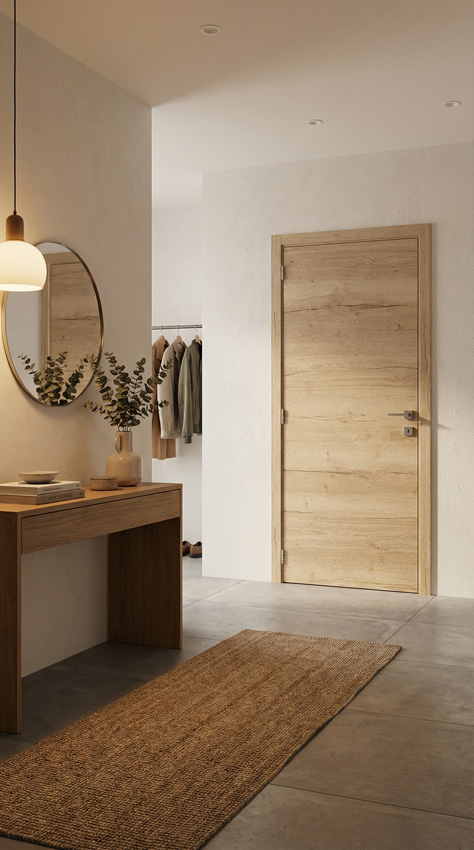 Porte intérieure complète Nature Wood 201,5x73cm tubulaire réversible + châssis 16,5cm