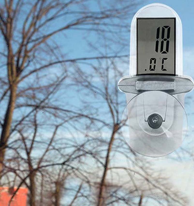 Buitenthermometer met zuignap wit 18cm