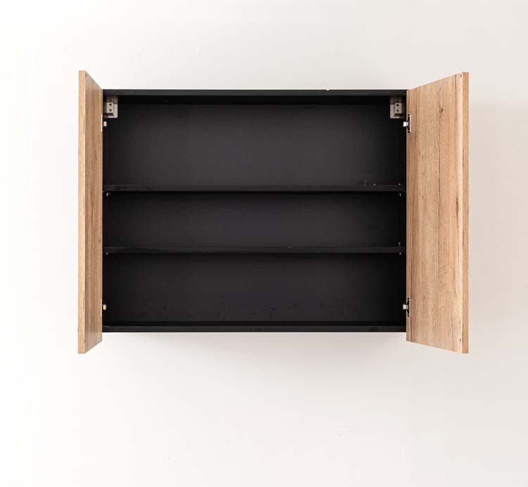 Keukenkast Plenti hangkast zwart/houtlook 100x78cm