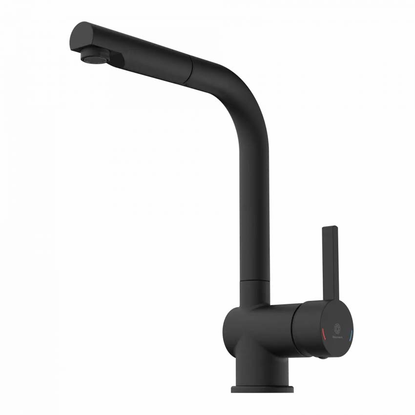 Robinet de cuisine Wasserwerk WK 4 Pro noir mat avec bec extractible