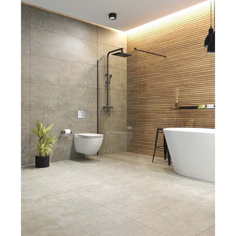 Wandtegel Line up mat eik/zwart 40x120cm