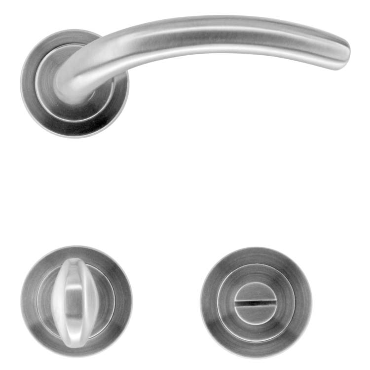 Poignée de porte matera look inox avec serrure toilette