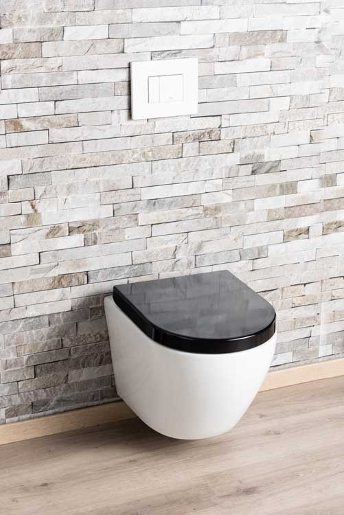 Hangtoilet Gary rimless wit verkort inclusief WC-bril softclose zwart