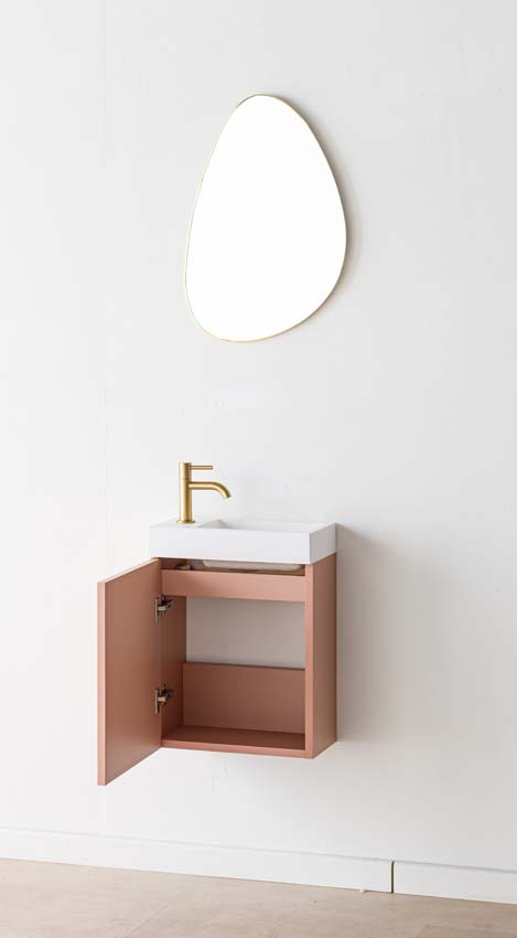 Toiletmeubel Dotan abrikoos wastafel mat wit 45x40x22cm