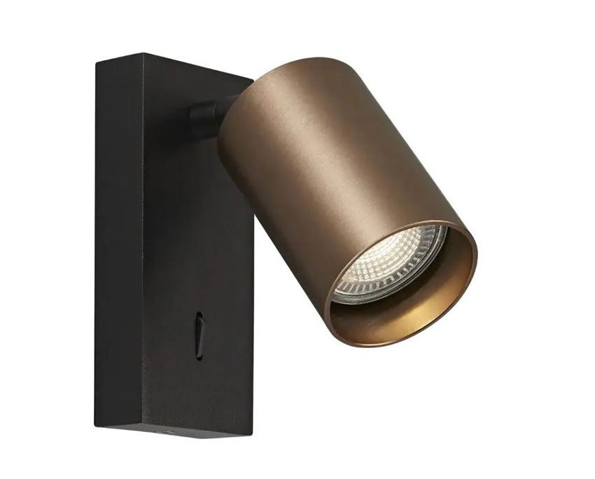 Spot mural - noir/bronze brossé - 14,5x6x13cm - GU10 - 1x50W