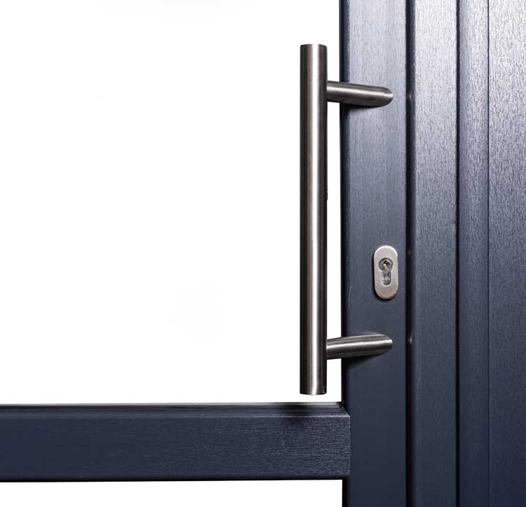 Buitendeur 3 delen PVC helder glas antraciet/wit linkstrekkend op maat
