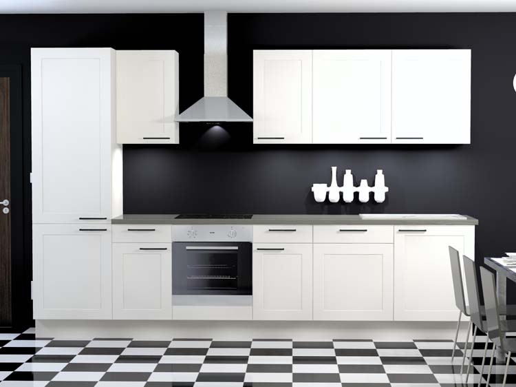 Keuken Premium 6 wit kader 330cm - voorgemonteerd - zonder toestellen