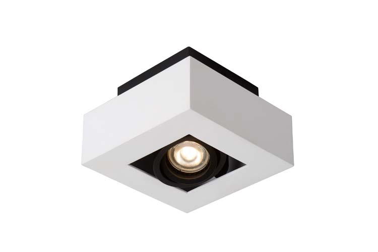 Plafondlamp - vierkant - wit/zwart - dimbaar - LED - GU10 - 5W - 2200/3000K