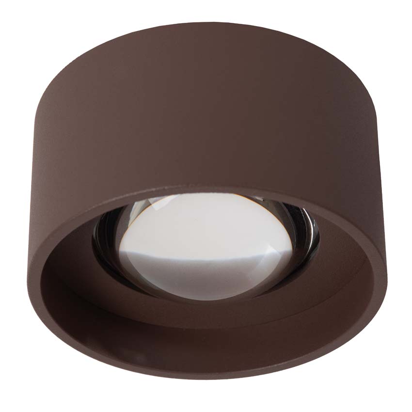 Lucide Essential Lenz - Spot plafond/intérieur-extérieur - Ø11cm - LED - 1x8W 2700K - IP54 - Brun rouille