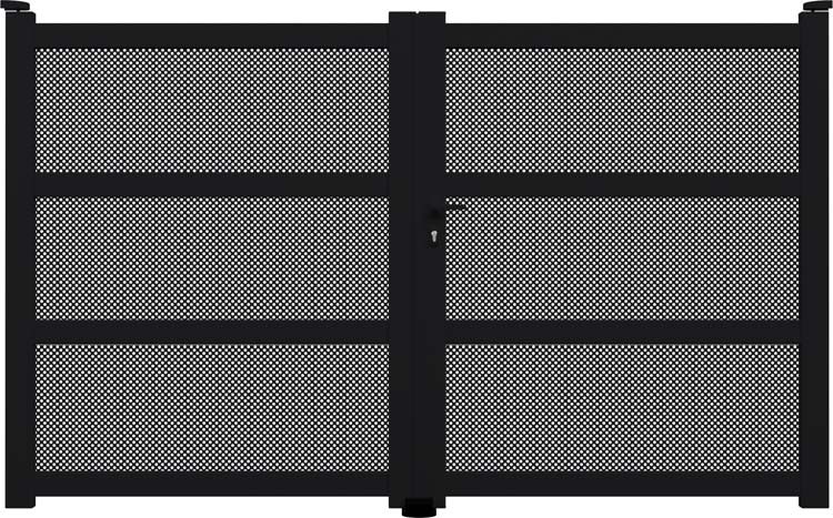 Portail double Montera aluminium noir sur mesure ouverture à droite - motorisable
