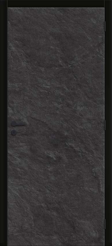 Porte intérieure complète Lofton gris foncé 201,5x63cm aggloméré tubulaire réversible + châssis noir 16,5cm