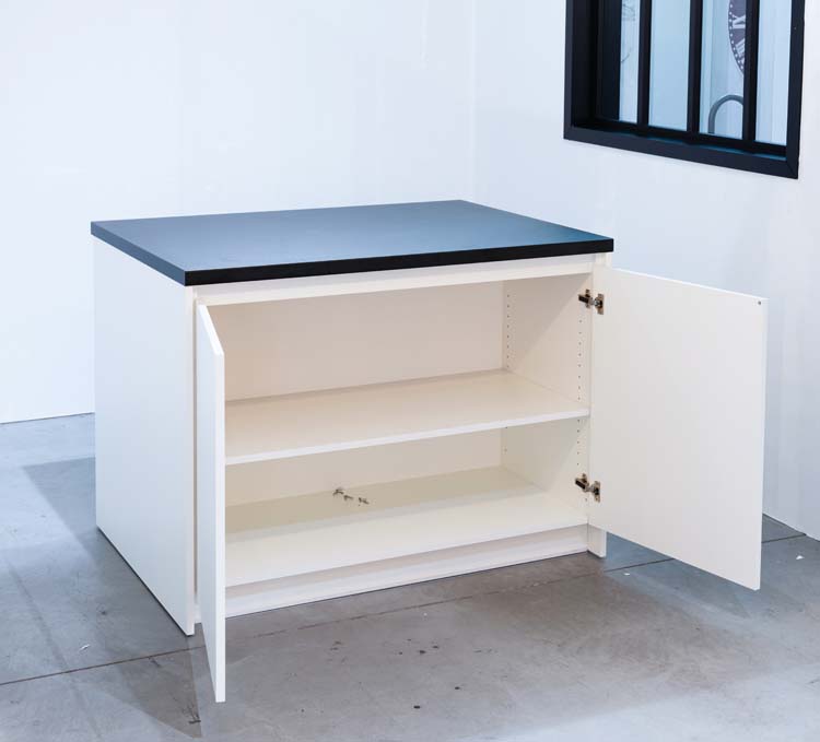 Îlot de cuisine Plenti blanc/noir 124,5cm