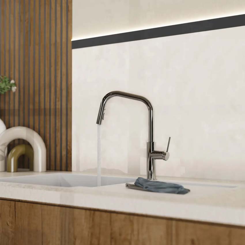 Robinet de cuisine Wasserwerk WK 13 Edge chrome avec bec extractible