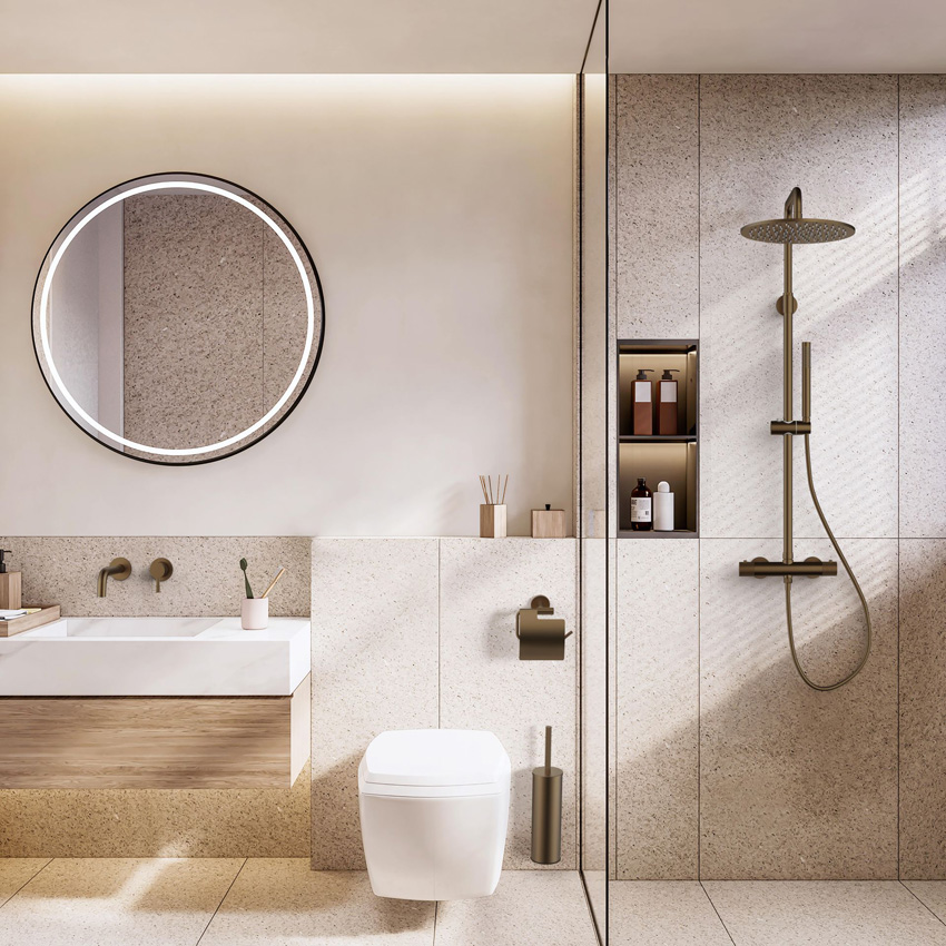 Colonne de douche Vera thermostatique apparent bronze