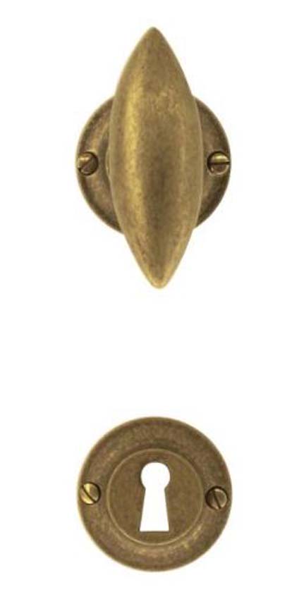 Poignée de porte pro Olina old yellow ronde set complet avec rosaces et plaque de clé