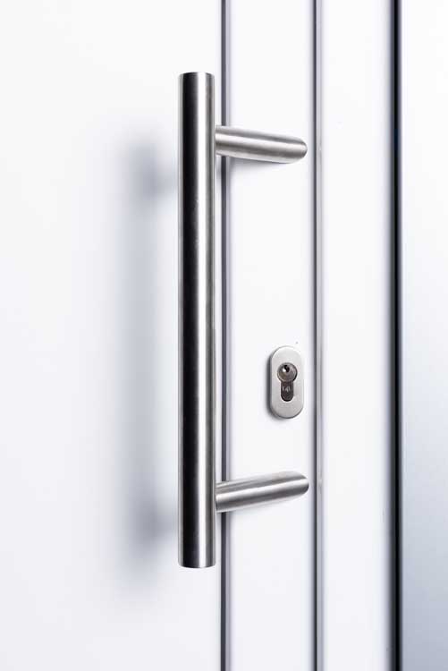 Buitendeur verticale ruit PVC wit rechtstrekkend op maat