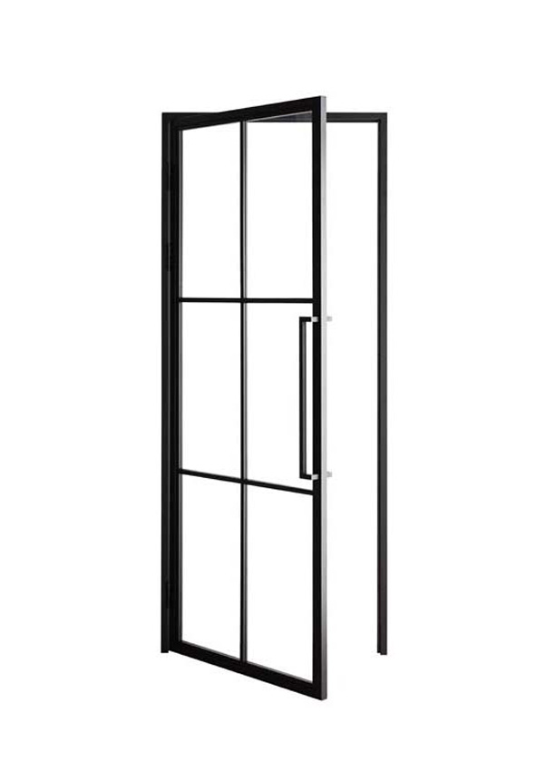 Porte intérieure simple en acier Tara noir 6V poussant à gauche sur mesure