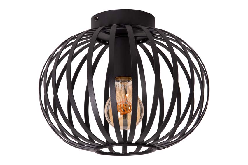 Plafonnière Maxima - zwart - Ø25cm - dimbaar - 1xE27 - 60W