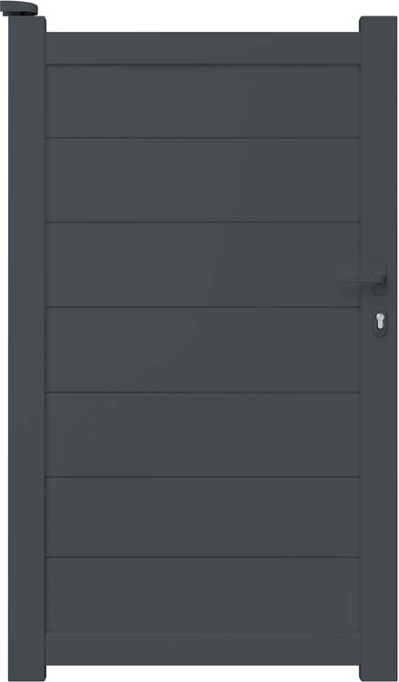 Portail simple Salamanca aluminium anthracite sur mesure ouverture à gauche