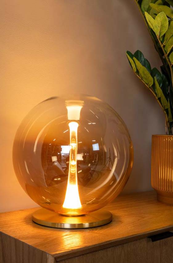 Lucide Premium Gisela - Lampe de table - Ø30cm - LED Dimmable - 1x12W 2500K - Ambre