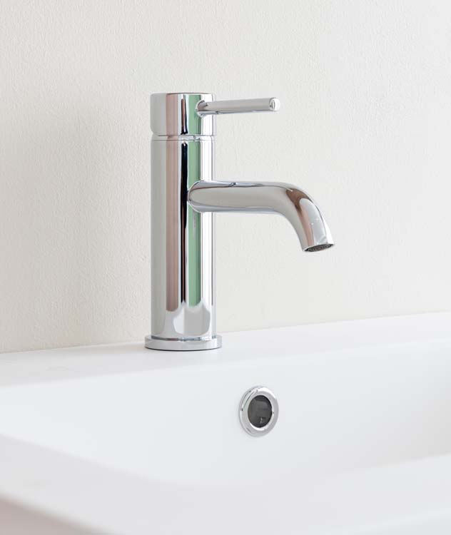 Badkamermeubel Bison eik hangend met enkele wastafel glanzend wit 60cm