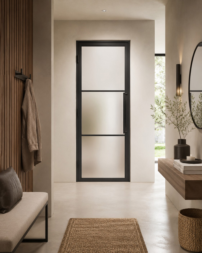 Stalen binnendeur 3W Tara  mat glas 880 x 2040 mm Rechts