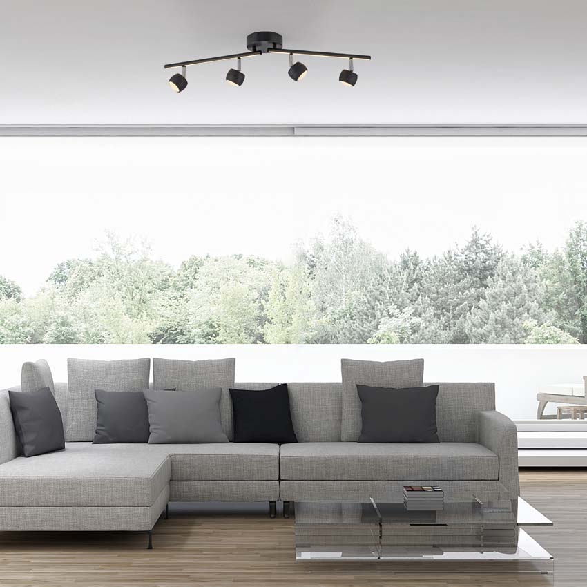 Opbouwspot - zwart - 13x75cm - dimbaar - 4x5,35W - 3000K