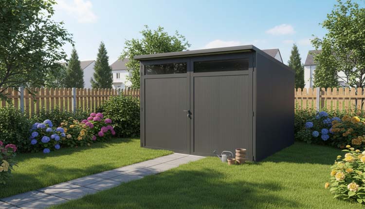 Tuinhuis metaal antraciet Ebro M 308 x 308 x 240 cm