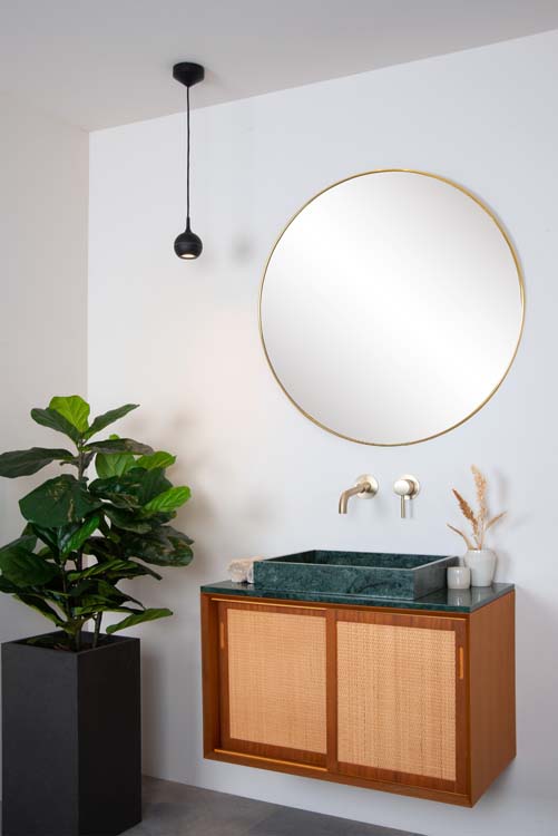 Lucide FAVORI - Hanglamp Badkamer - Ø 9 cm - 1xGU10 - IP44 - Zwart