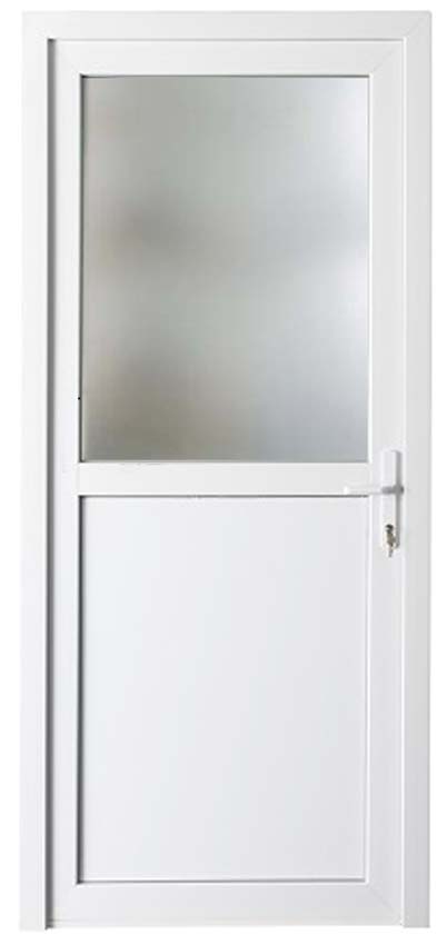 Buitendeur pvc wit 980 x 2180 mm halfglas mat R