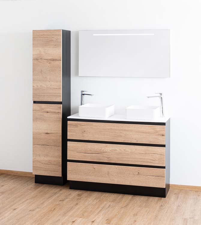 Badkamermeubel Dotan eik staand met mat topblad 120cm