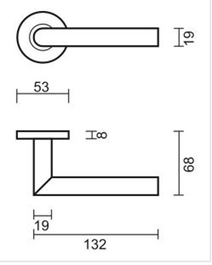 Deurkruk pro I shape wit structuur rond 19mm set met rozetten zonder sleutelplaat