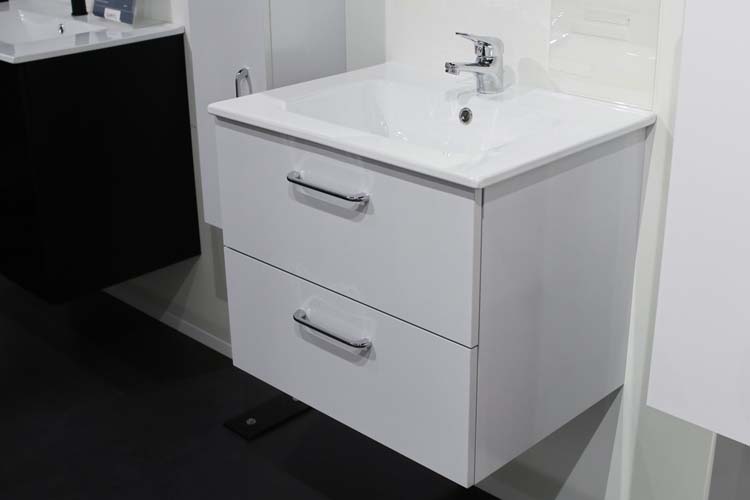 Badkamermeubel Ruben 60cm grijs glans + kolomkast + spiegel