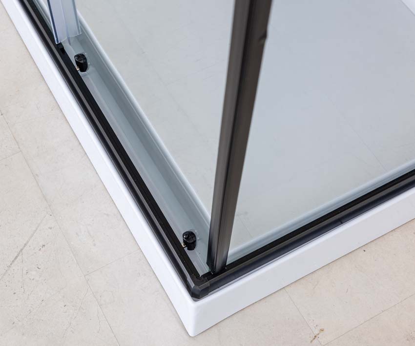 Douchecabine Piper thermostatisch links/rechts zwart schuifdeur 110x80x215cm