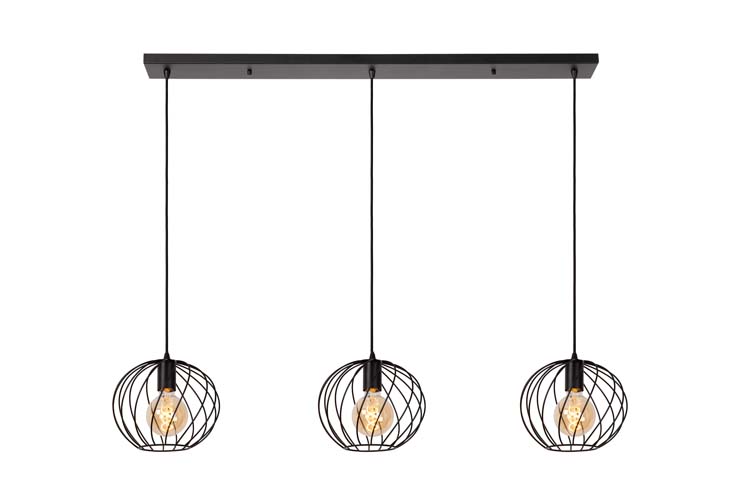 DANZA - Hanglamp - 3xE27 - Zwart