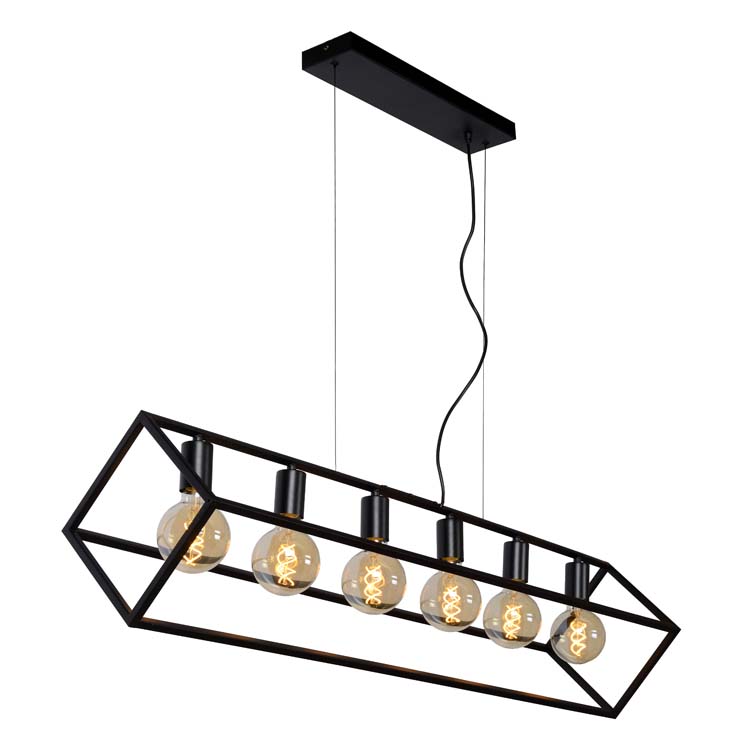 Lucide FABIAN - Hanglamp - 6xE27 - Zwart