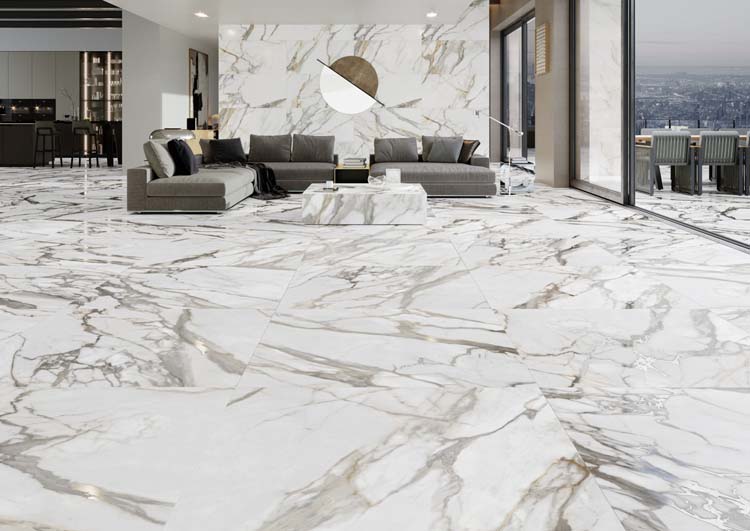 Carrelage de sol et mural Marmi Versailles imitation marbre blanc mat 100x100cm