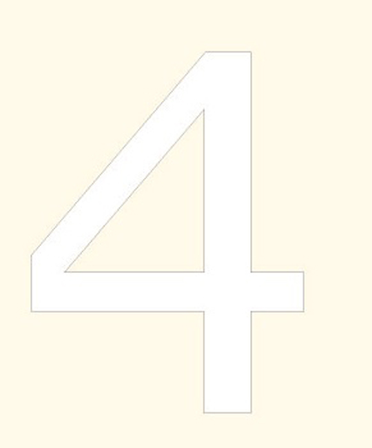 Numéro de maison 4 blanc 5cm avec bande adhésive