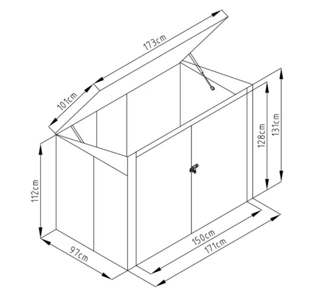 Conteneur de déchets acier gris foncé 173x101cm