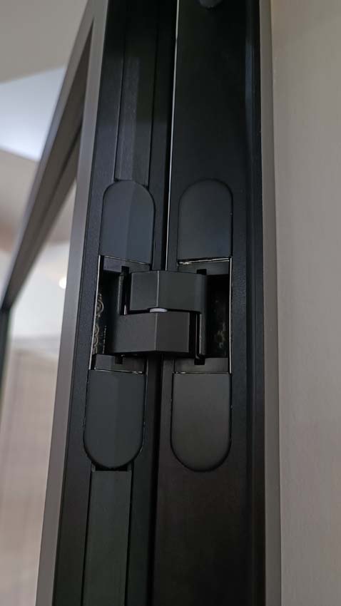 Porte intérieure double vitrée Luxe Dimaro Nero verre mat sur mesure noir poussant à gauche