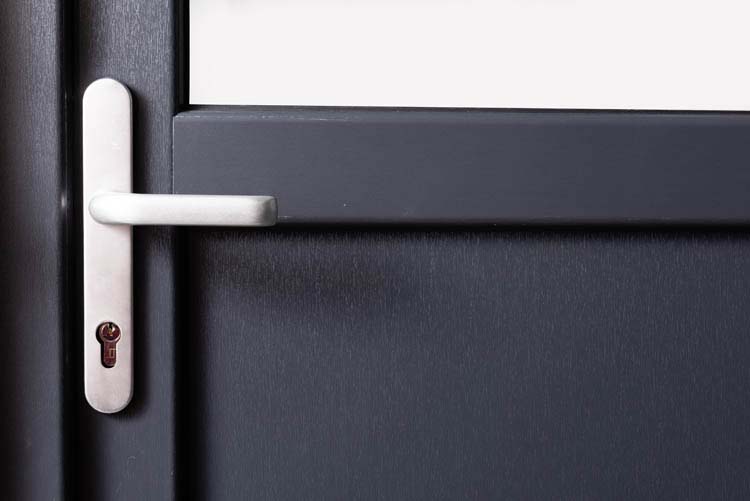 Porte extérieure semi-vitrée PVC verre clair anthracite/blanc 880x2100mm ouvrant à droite