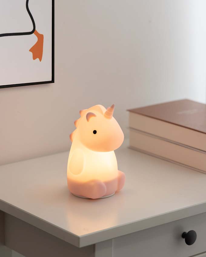 Tafellamp Eenhoorn - Roos - H15cm - Niet dimbaar - LED - 1x5W - RGB/3000K - USB