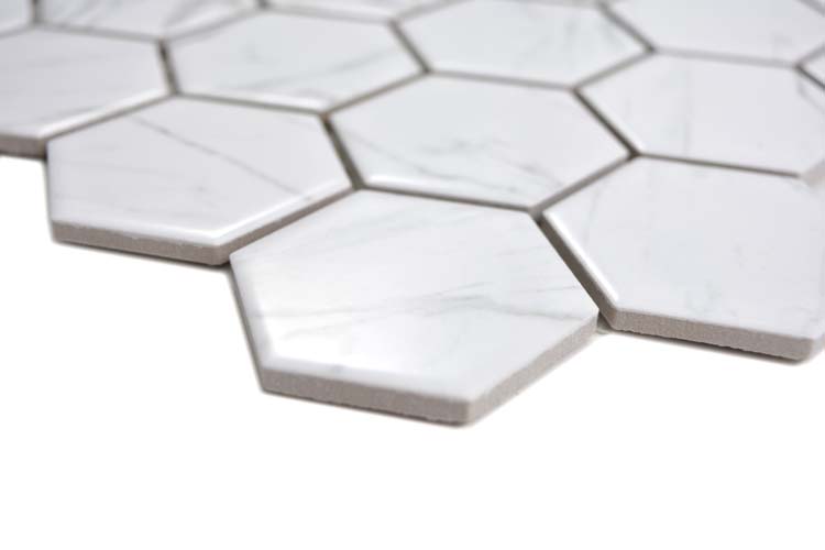 Mozaïek Hexagon Carrara wit glanzend 32,5x28,1cm