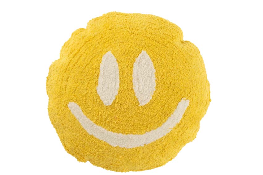 Kussen Smiley geel 45x45cm