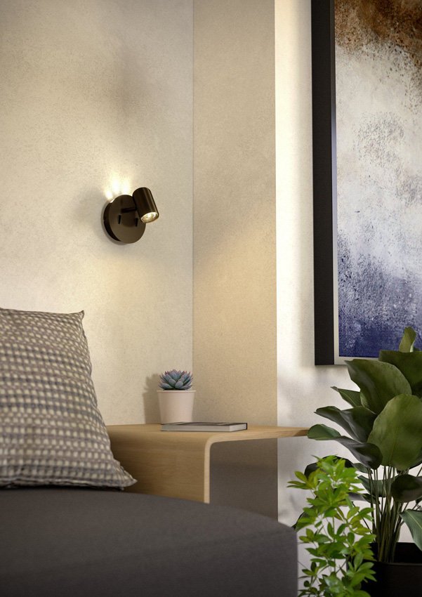 Spot en saillie - brun - 12x15x13cm - LED - 1x3,7W + 1x1W - 3000K
