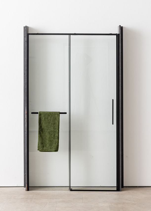 Porte de douche coulissante Ulani noir 138-140x200cm