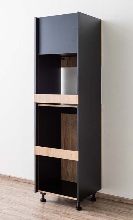 Armoire de cuisine Plenti armoire colonne pour four et réfrigérateur noir/aspect bois 60x208cm